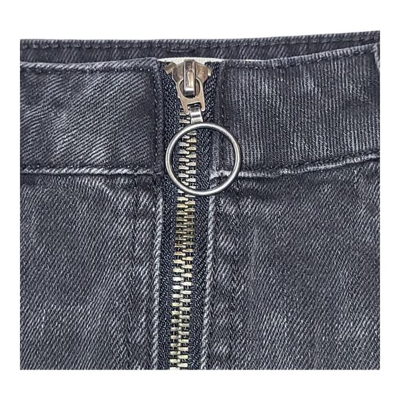 NEW We the Free Size 0 Black All Cotton Denim Mini Skirt Front Silver Zipper - Picture 6 of 12